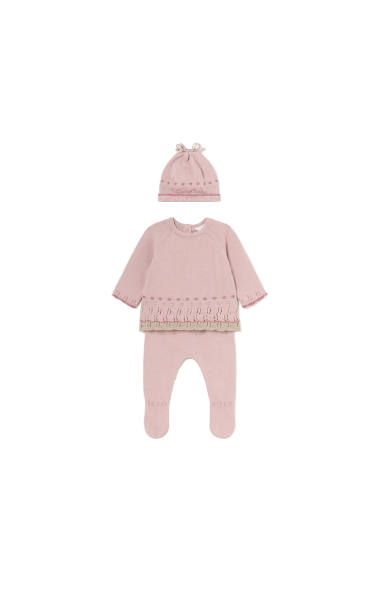 Mayoral Newborn 3 Piece Knit Set, Main, color, Pink