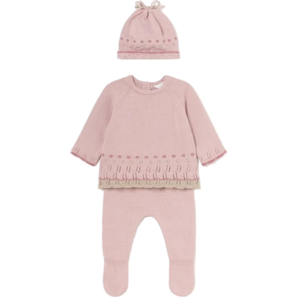 Mayoral Open-work Trouser Set In Pink