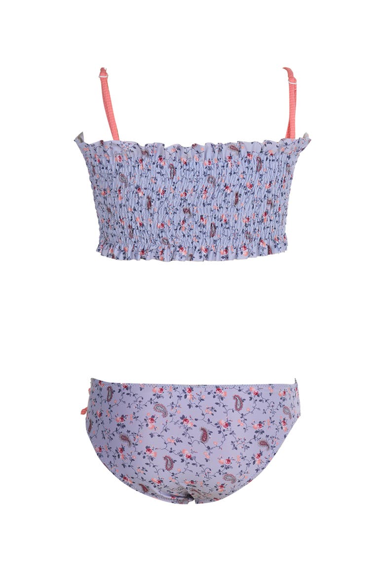 Lavender Shirred Bandeau with Bow Detail Two Piece Bikini, Alternate, color, Grey