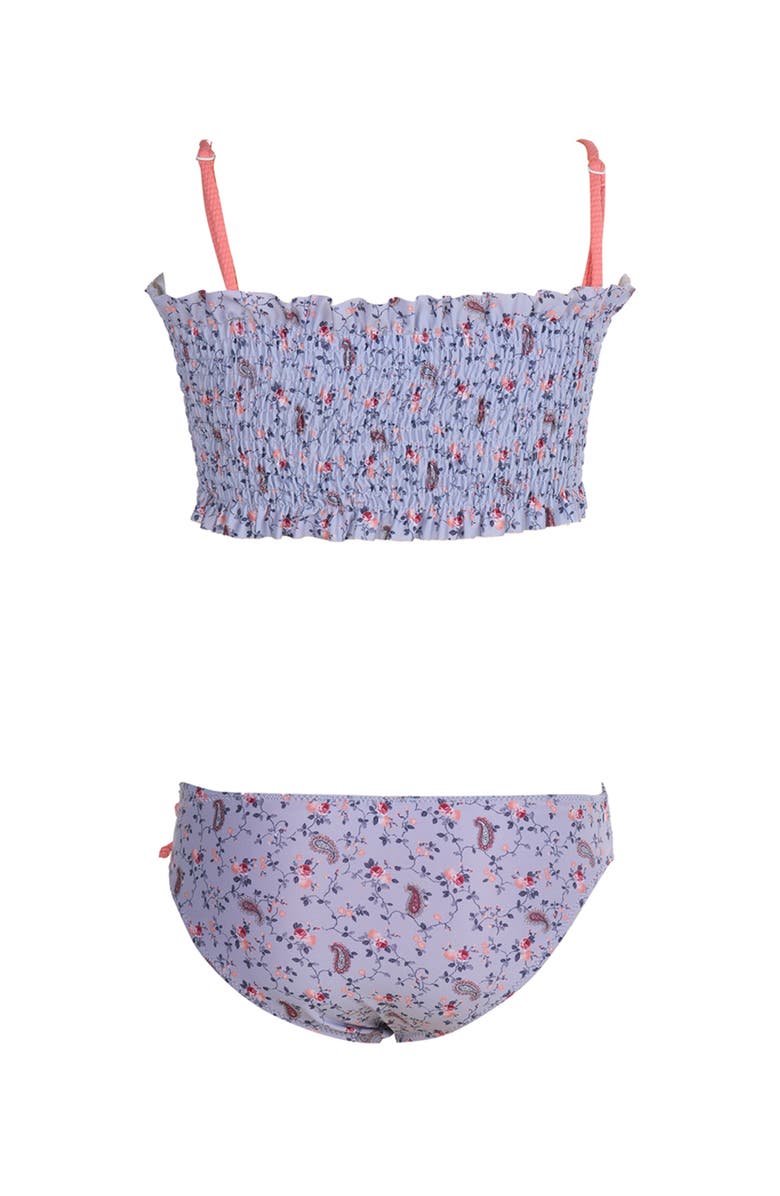 NESSI BYRD Lavender Shirred Bandeau with Bow Detail Two Piece Bikini, Alternate, color, Grey