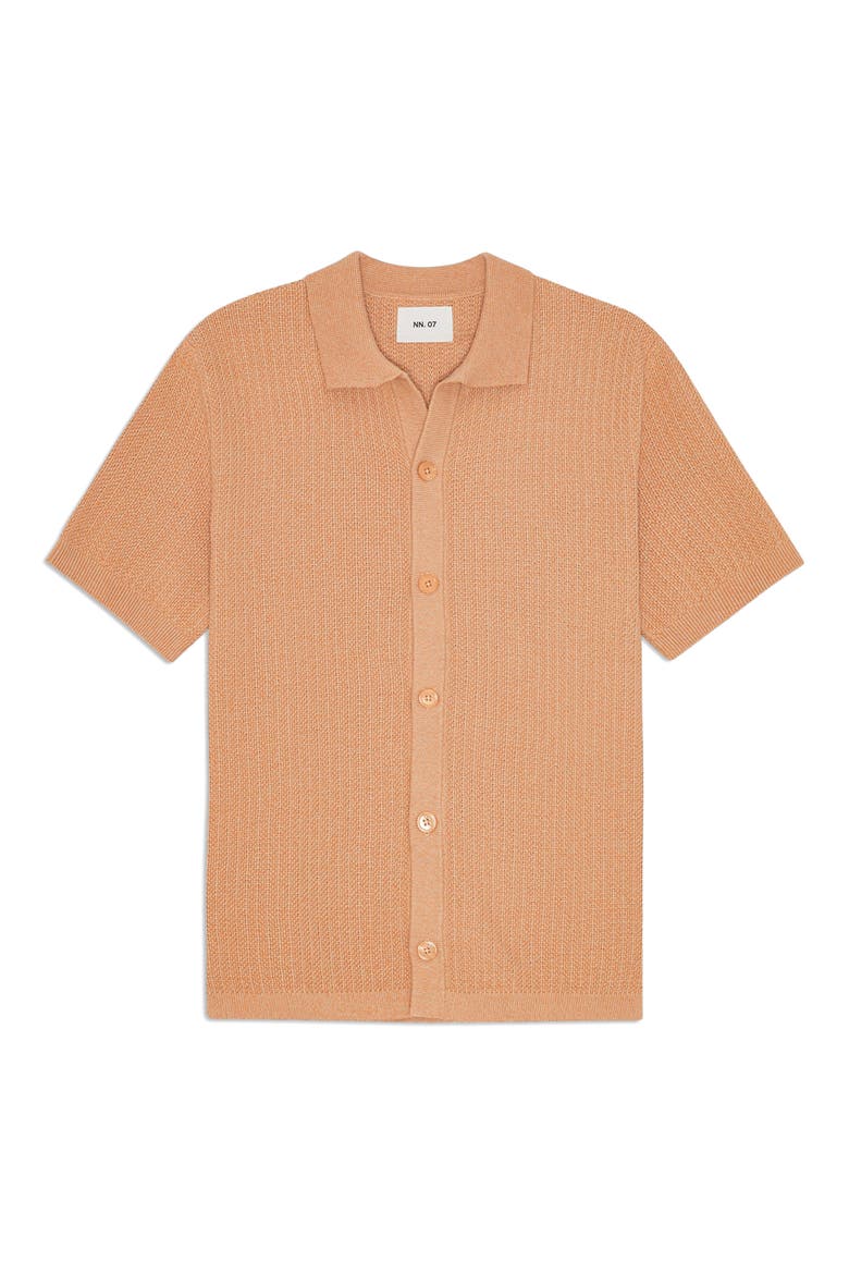 Ares 60019 Short Sleeve Organic Cotton Cardigan, Main, color, CORALSHELL