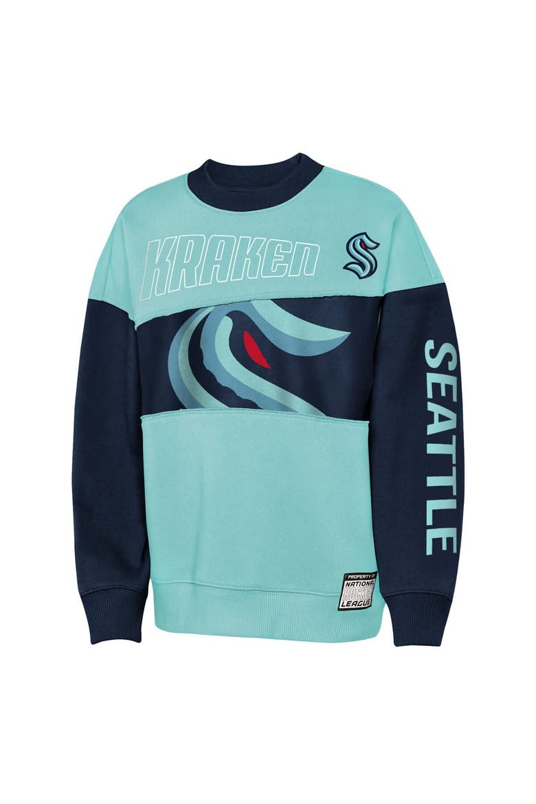 Youth Outerstuff  Light Blue/Deep Sea Blue Seattle Kraken Impact Player Sweatshirt, Alternate, color, Light Blue