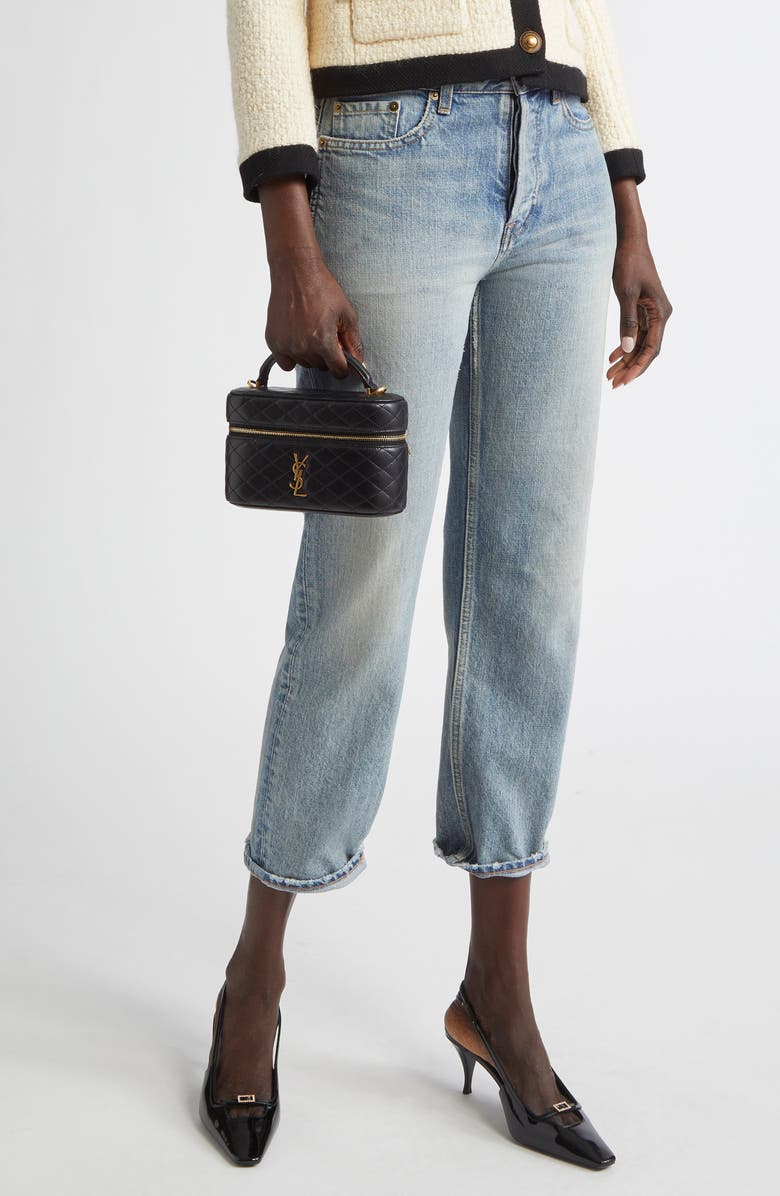 Saint Laurent Mini Gaby Quilted Leather Vanity Case, Alternate, color,