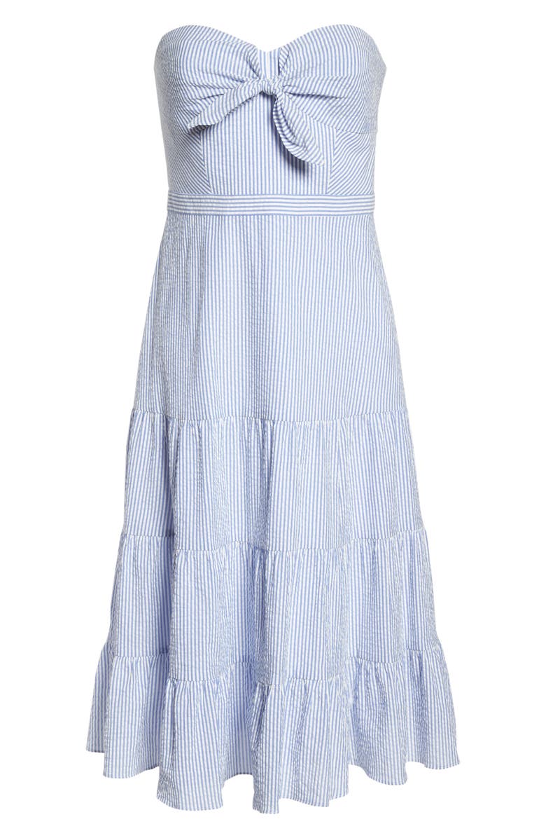 J.Crew Tie Front Strapless Dress, Alternate, color, 