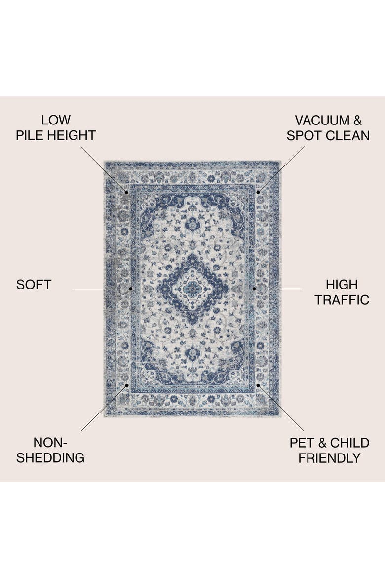 Indhira Ornate Medallion Persian Area Rug, Alternate, color, Blue/Gray