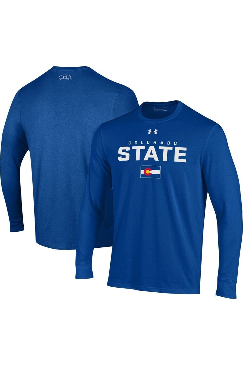 Men's Under Armour Royal Colorado State Rams Flag Sideline Performance Long Sleeve T-Shirt, Main, color, Royal