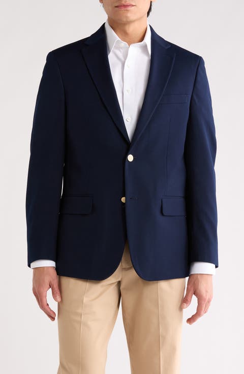 Two Button Notch Lapel Woven Sport Coat (Regular, Short & Long)
