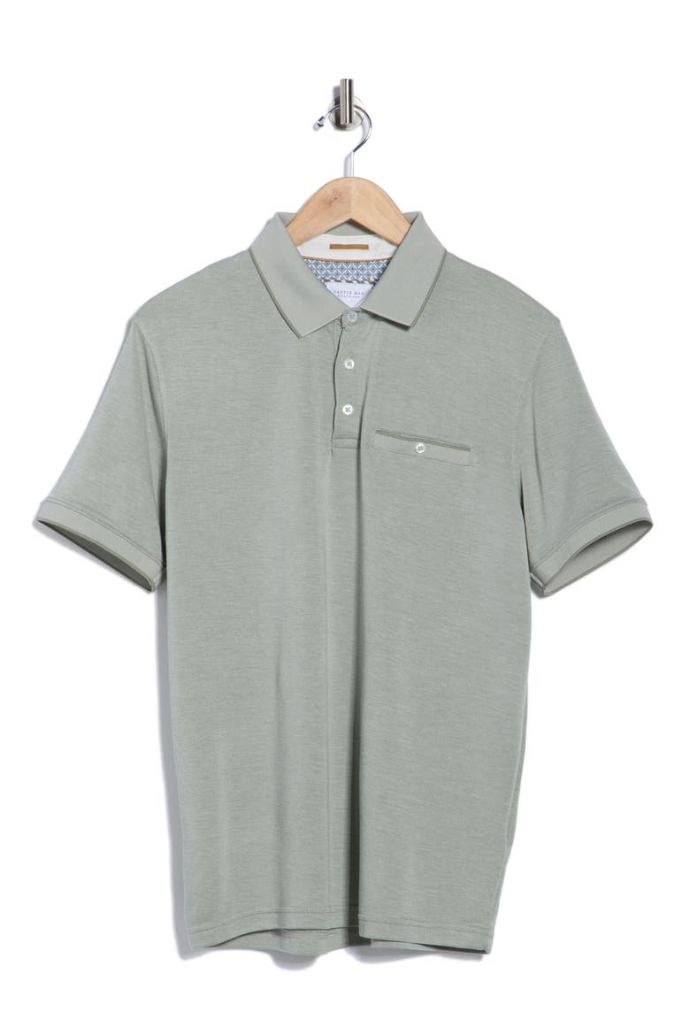 Tipped Knit Polo, Alternate, color, SAGE