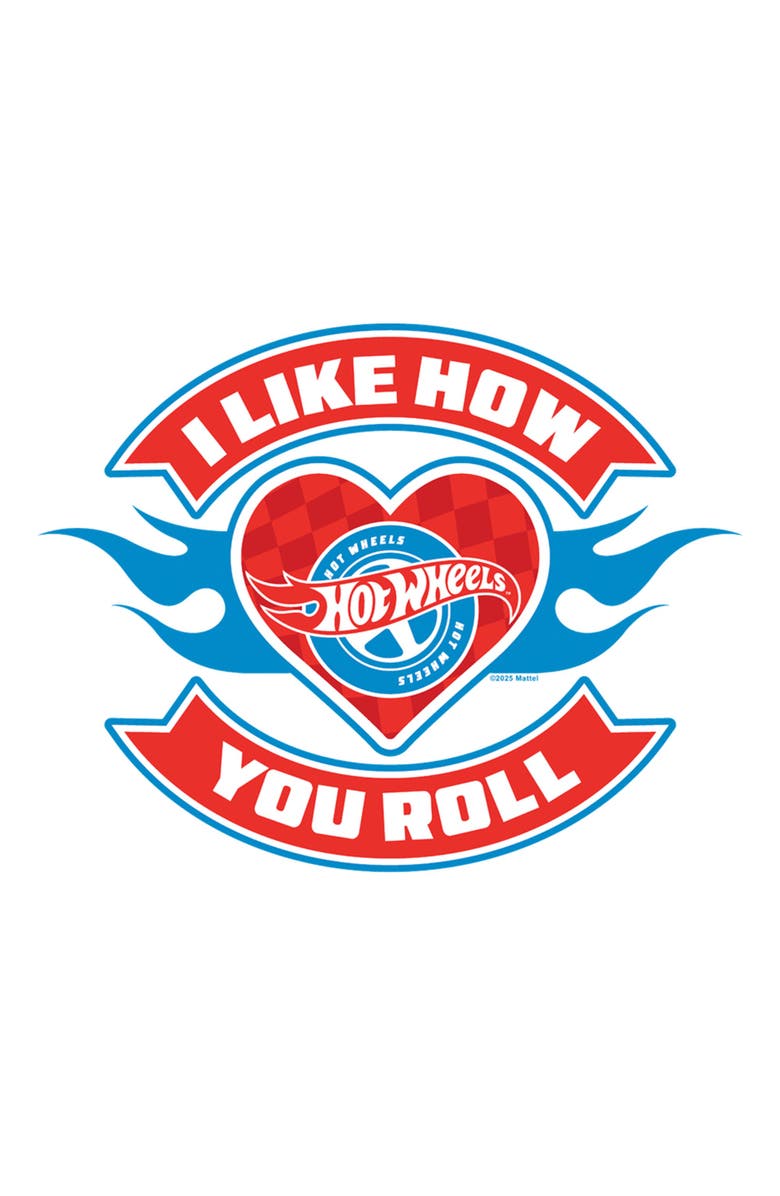 Hot Wheels Men's Hot Wheels I Like How You Roll Fire Heart  Graphic T-Shirt, Alternate, color, White