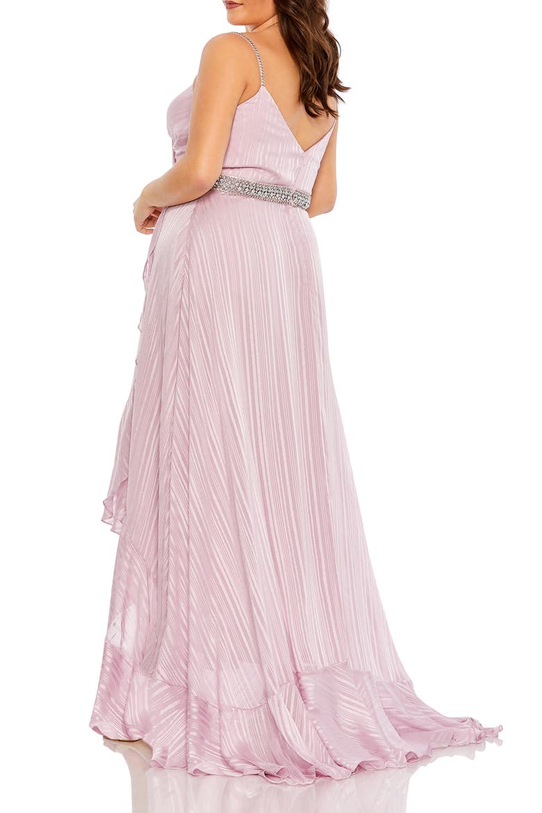 Ruffle Faux Wrap Gown, Alternate, color, ROSE