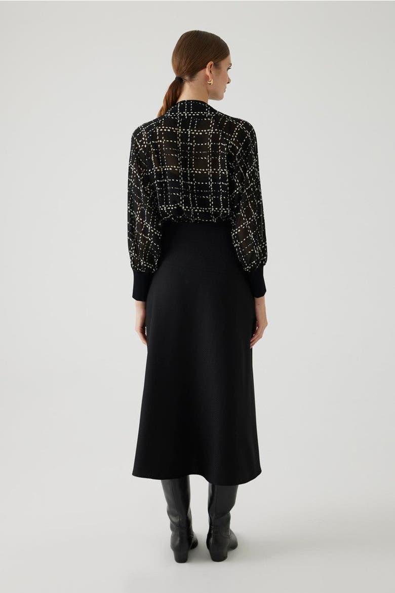 Amboree Plaid Lined Chiffon Blouse, Alternate, color, CREAM-BLACK