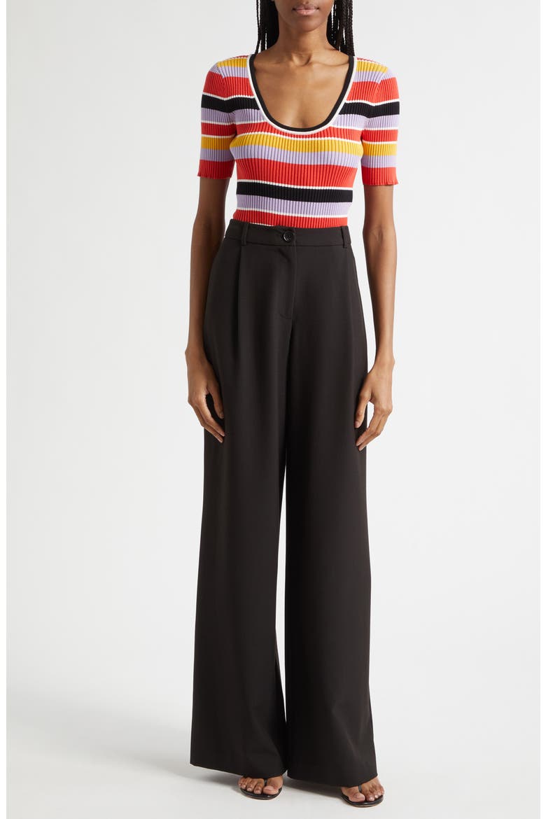 Kenzie Scoop Neck Short Sleeve Knit Top, Alternate, color, TUSCAN STRIPE