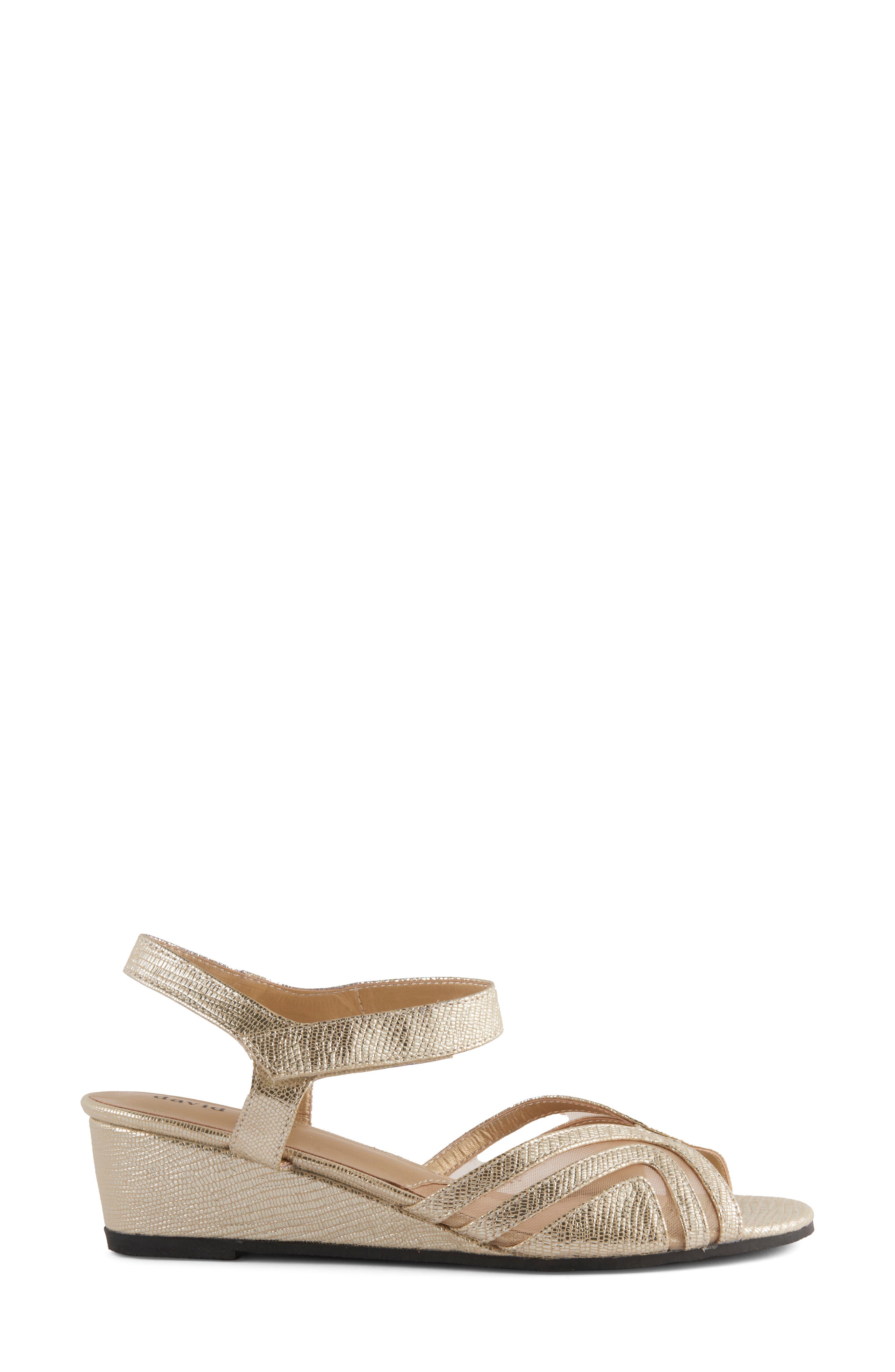 Abano Faux Leather Wedge Sandal, Alternate, color, GOLD PRINT