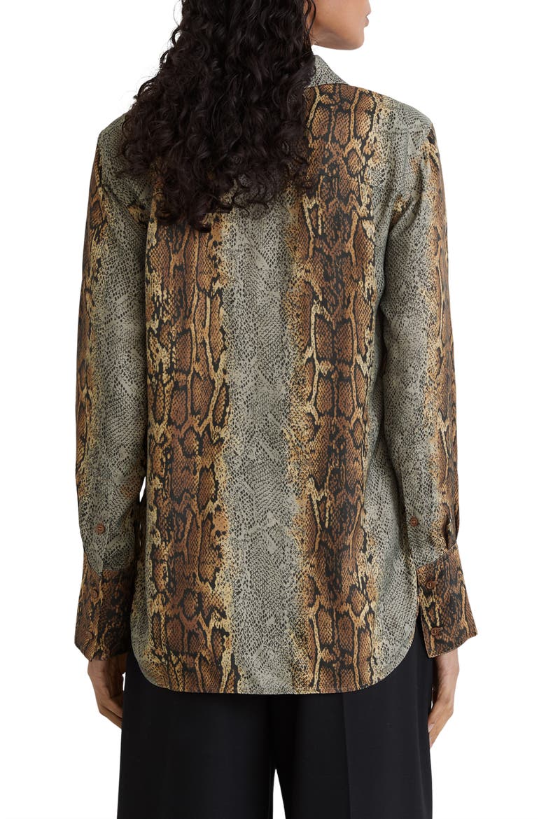 Lyla Snakeskin Print Long Sleeve Shirt, Alternate, color, NEUTRAL/ GREY