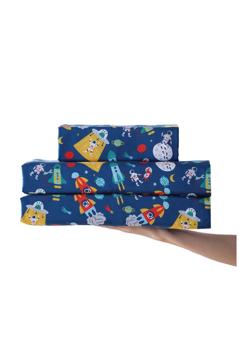 Space Print Microfiber Sheet Set, Alternate, color, BLUE