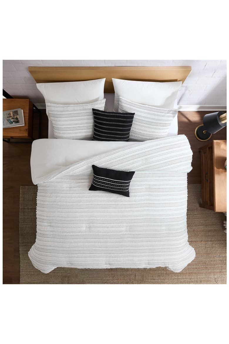 Dixie 5-Piece Comforter Set, Alternate, color, WHITE/ GRAPHITE STRIPES
