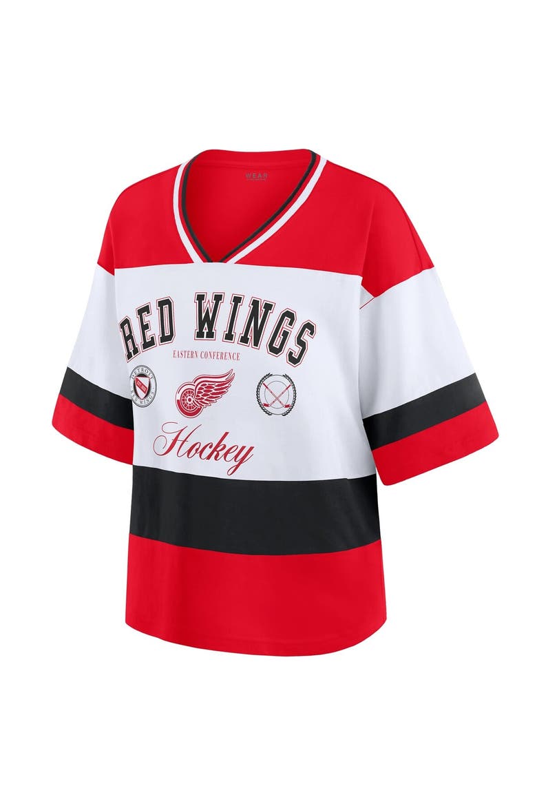 Women's WEAR by Erin Andrews Red/White Detroit Red Wings Jersey Style Tee, Alternate, color, Red