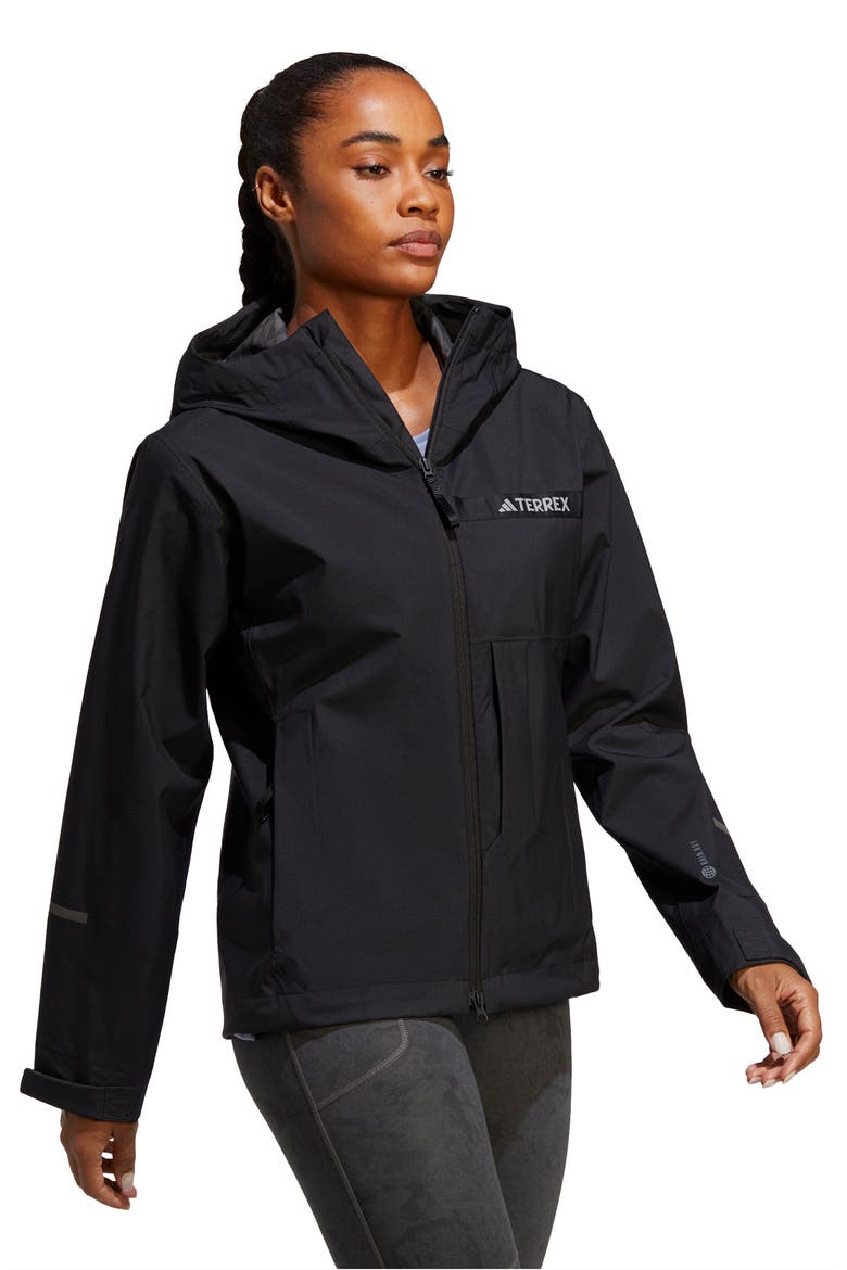 Terrex Multi RAIN.RDY Waterproof Hooded Rain Jacket, Alternate, color, BLACK