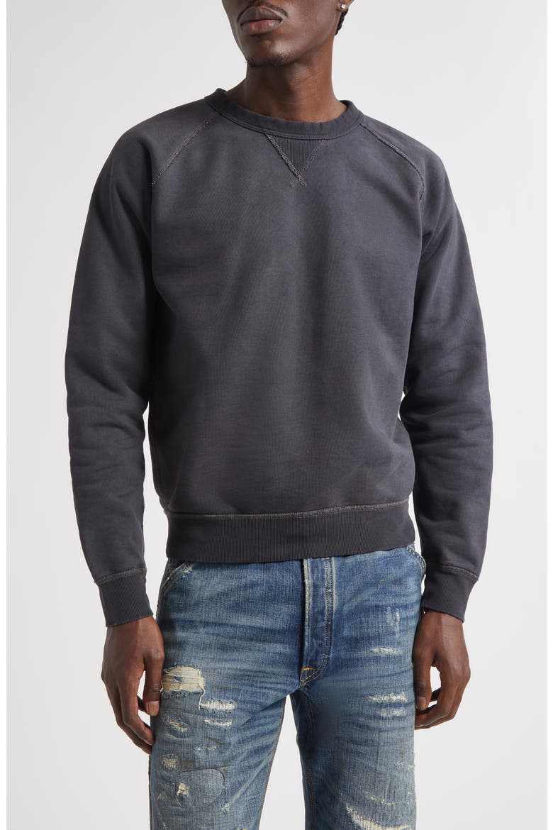 Cotton & Wool French Terry Crewneck Sweatshirt, Main, color, BLACK HEATHER