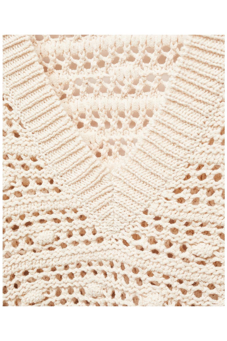 Openwork Stitch V-Neck Sweater, Alternate, color, LIGHT BEIGE