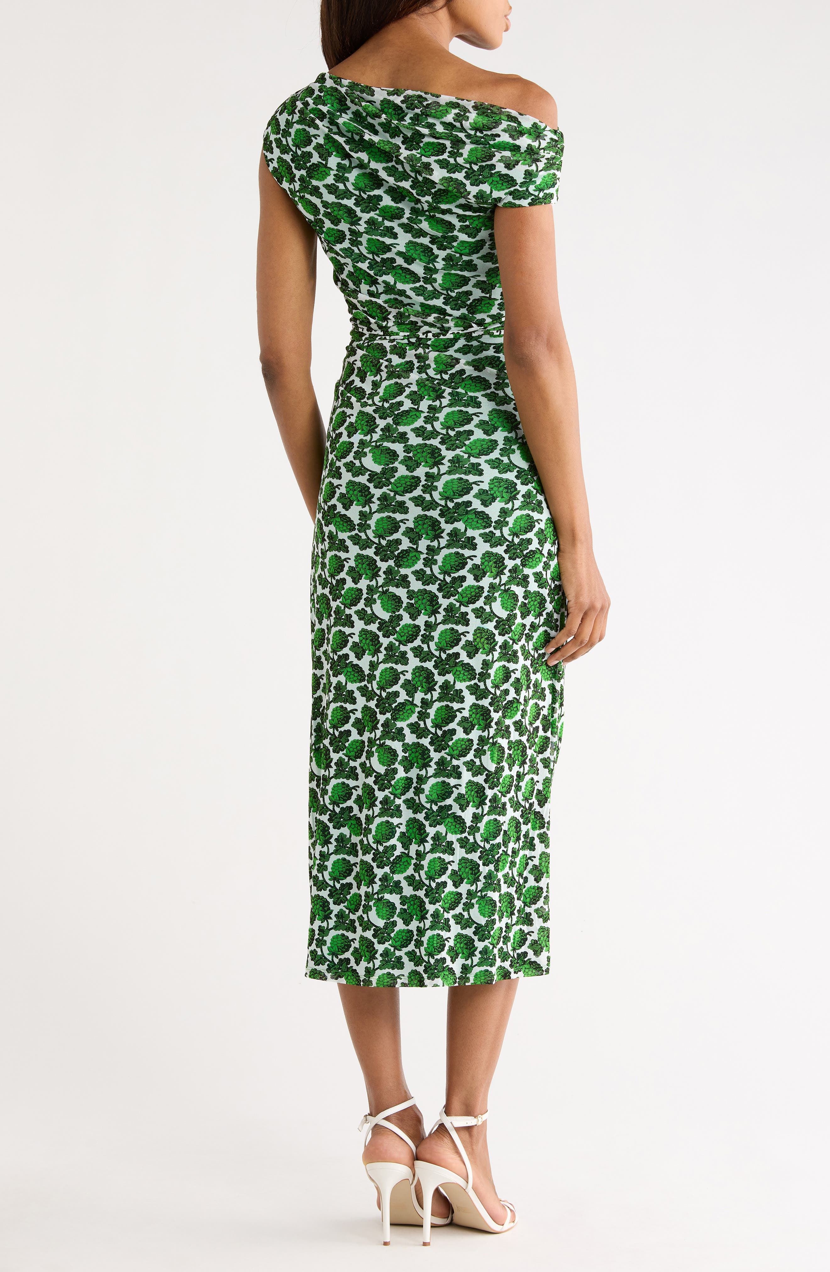 Wittrock One-Shoulder Cap Sleeve Mesh Midi Dress - image 2