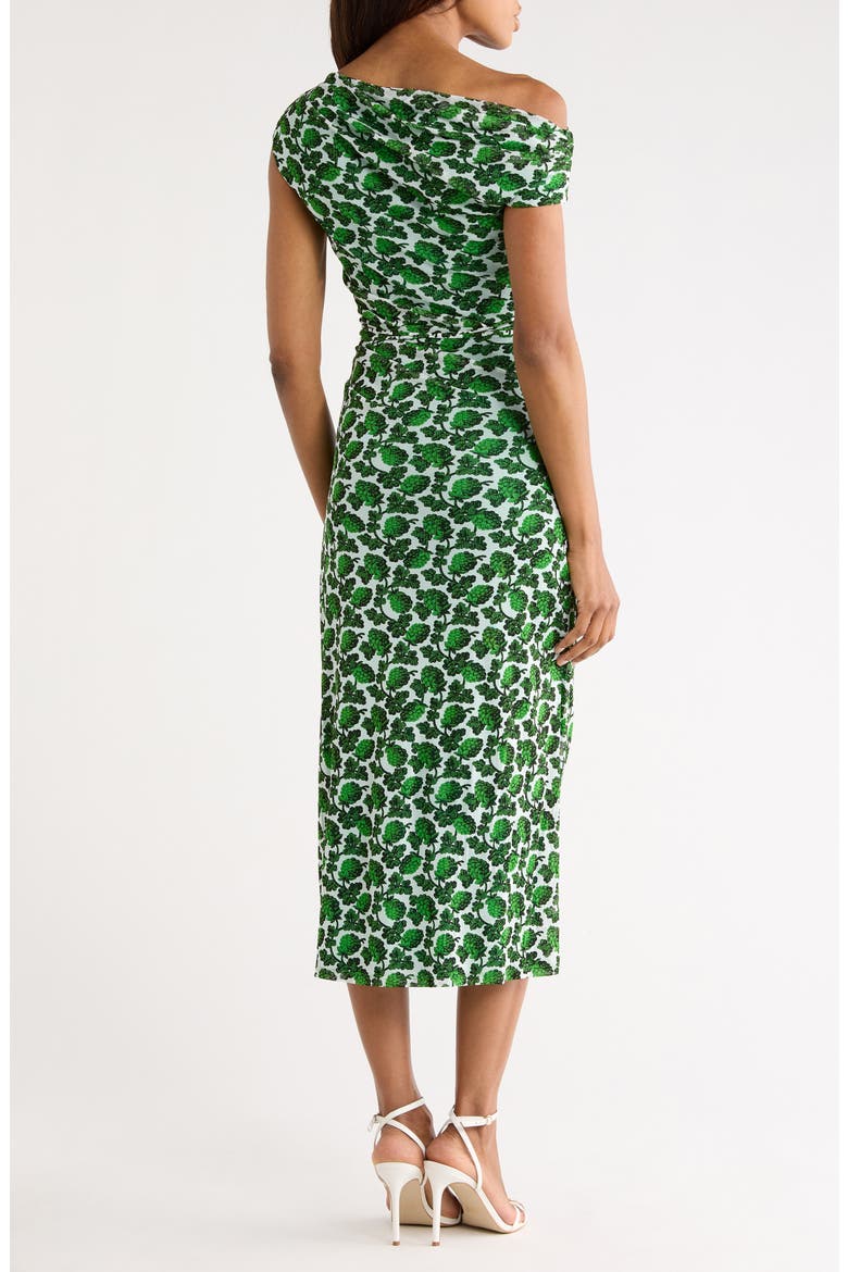 Wittrock One-Shoulder Cap Sleeve Mesh Midi Dress, Alternate, color, BERRIES INDIAN GREEN