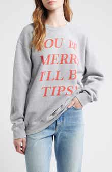 Junk Food Be Merry Cotton Blend Crewneck Sweatshirt