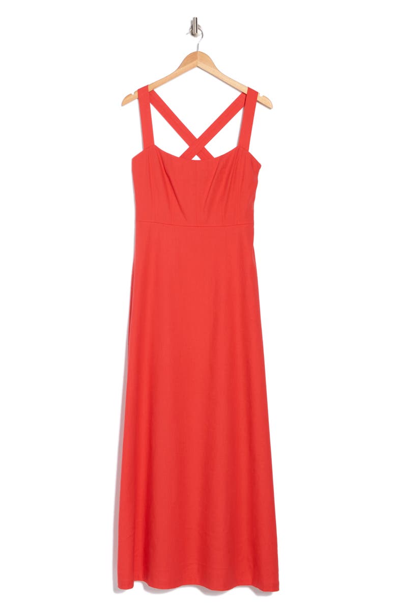 Seamed Linen Blend Maxi Dress