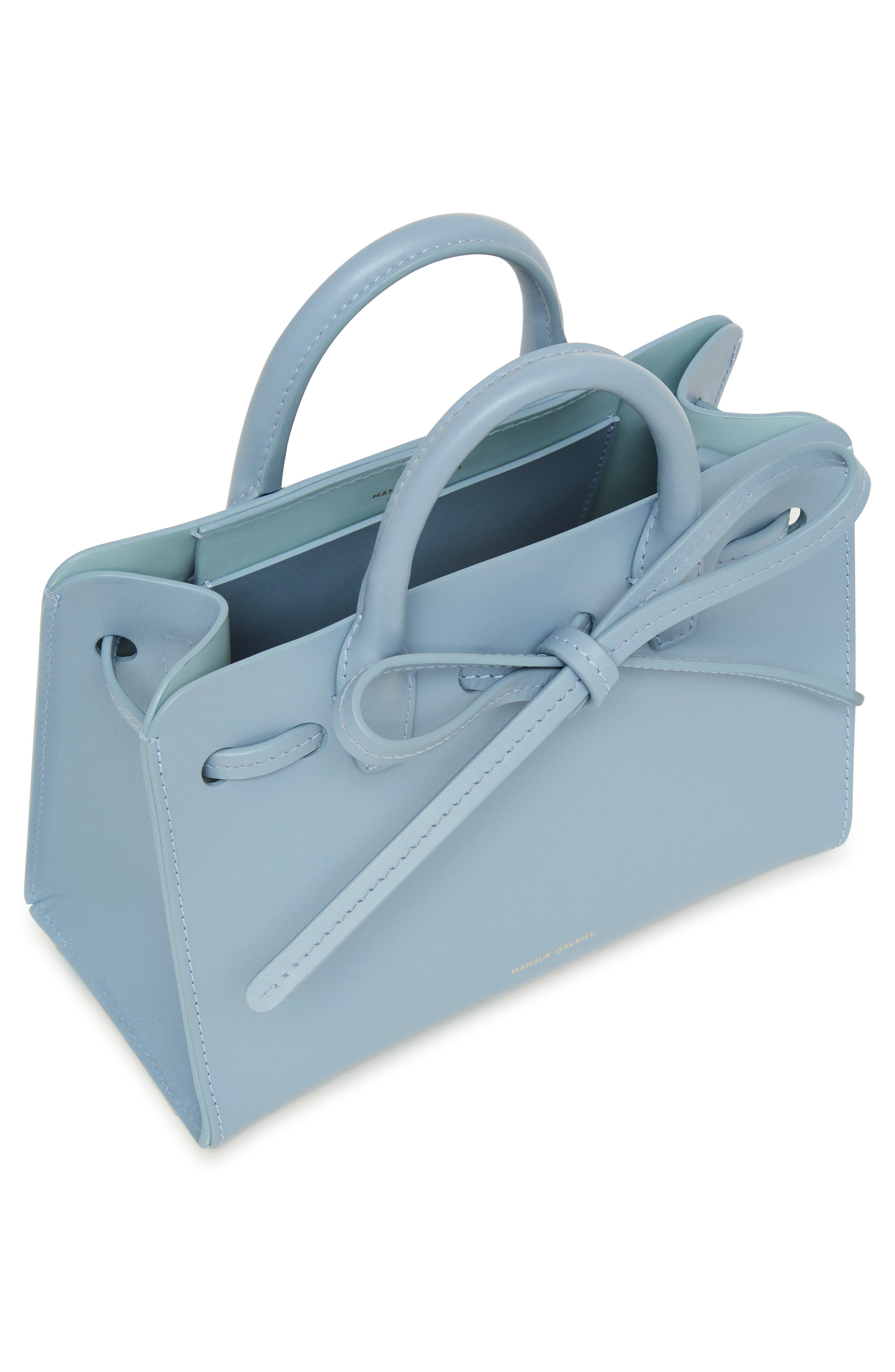 Mini Mini Sun Leather Bag, Alternate, color, GREY BLUE