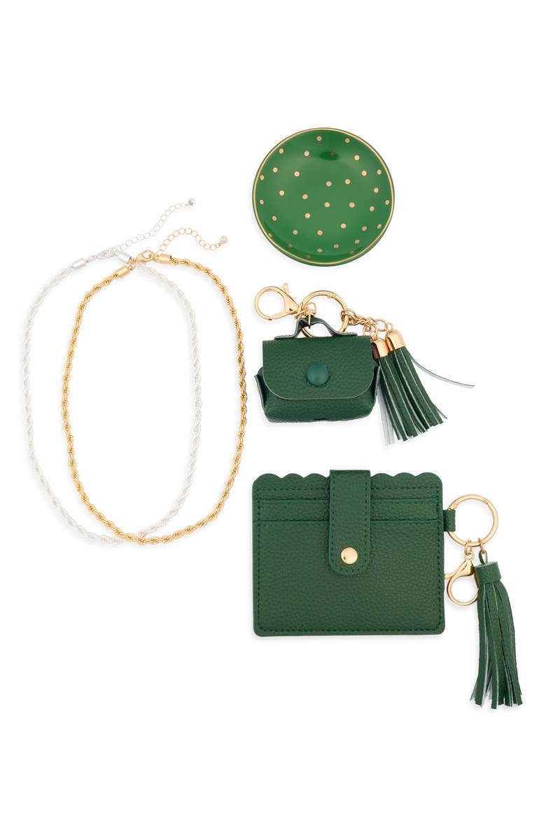 Leith Assorted 5-Piece Trinket Set, Alternate, color, Green- Silver- Gold