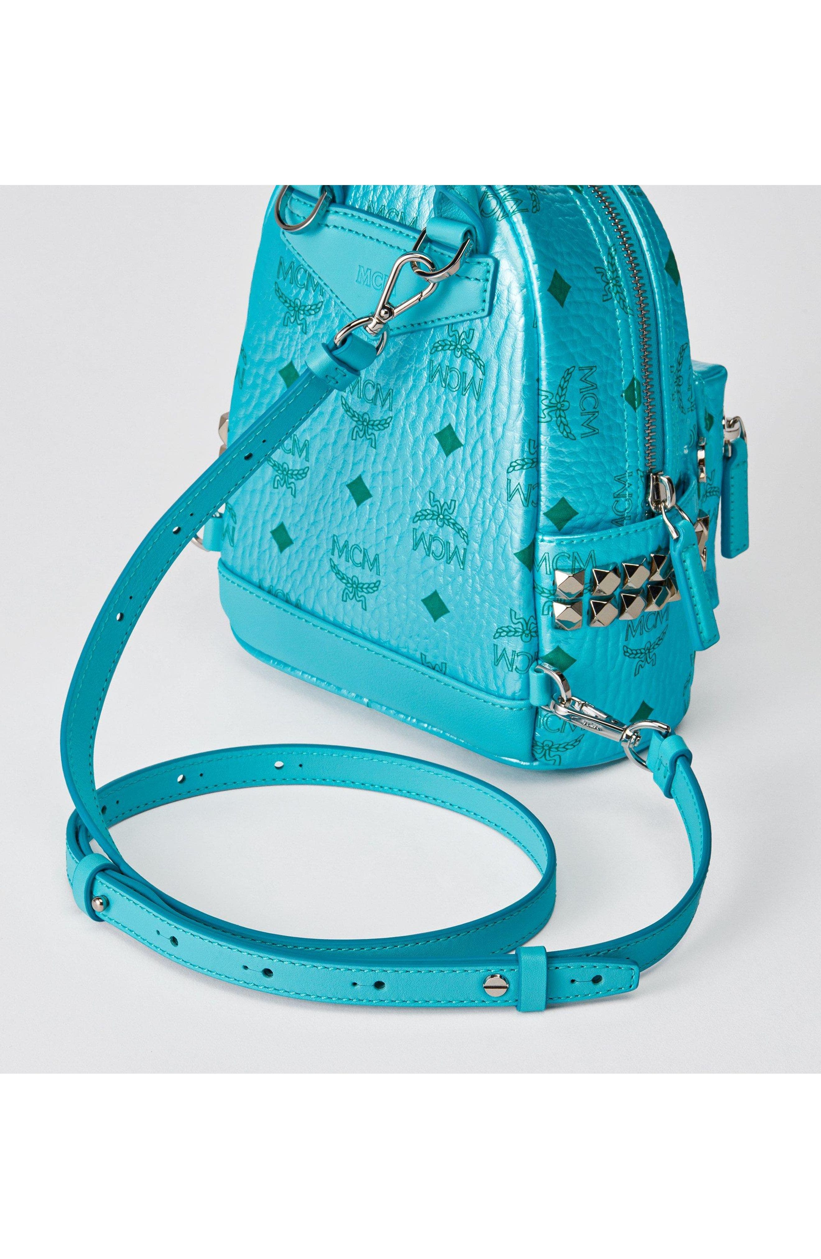 X-Mini Stark Bebe Boo Side Studs Backpack in Visetos, Alternate, color, Blue Ceramic