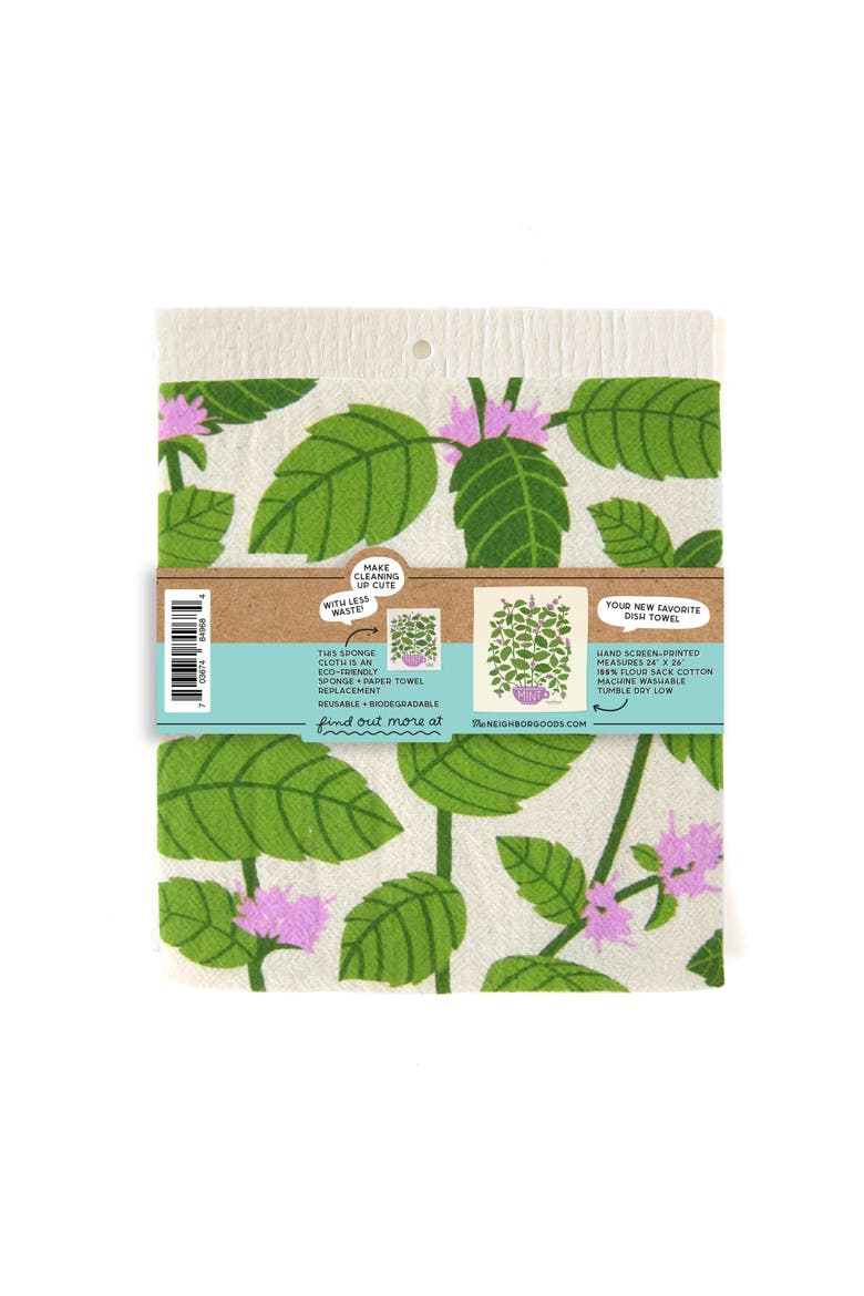 Mint Dish Towel + Sponge Cloth Gift Set, Alternate, color, Green
