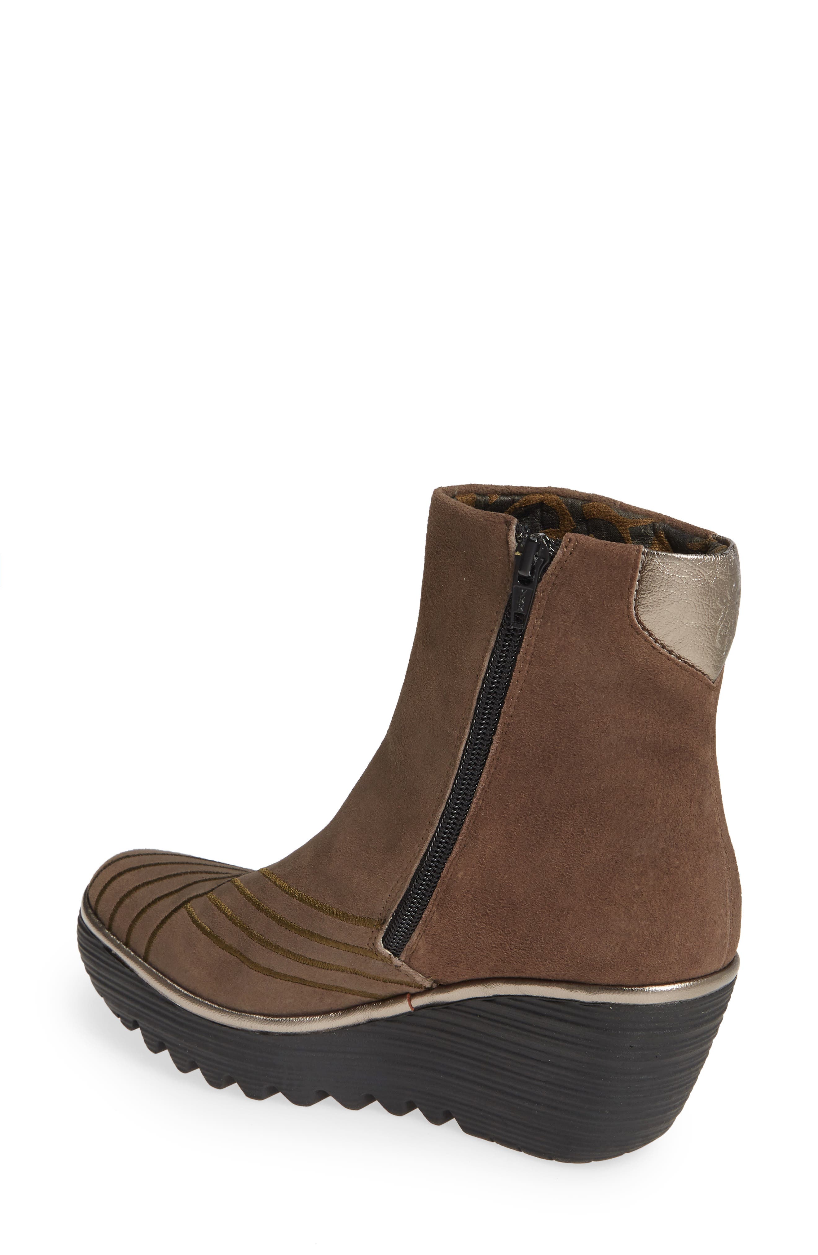 Yeni Platform Wedge Bootie, Alternate, color, GREY/ BRONZE LEATHER