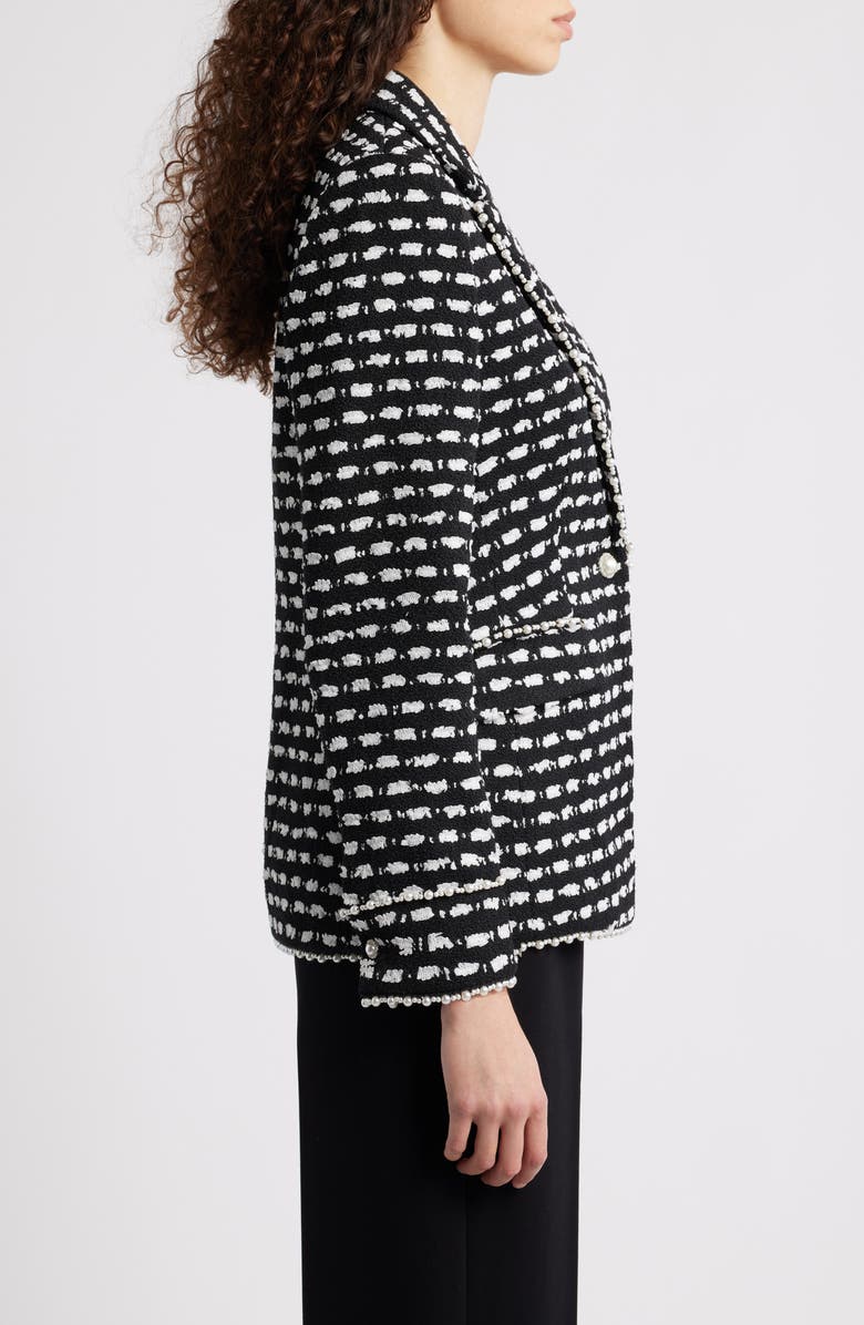 Elie Tahari The Selma Tweed Jacket, Alternate, color, Black And White Tweed