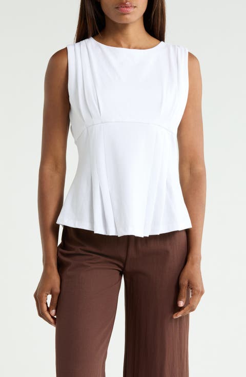 Pleated Peplum Knit Top