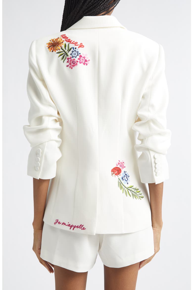 Celeste Vine Scrunched Embroidered Blazer, Alternate, color, IVORY/ MULTI