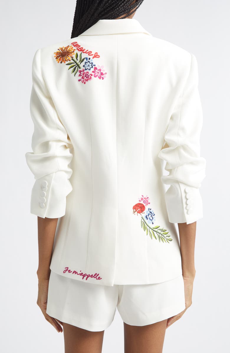 Cinq à Sept Celeste Vine Scrunched Embroidered Blazer, Alternate, color, Ivory/ Multi