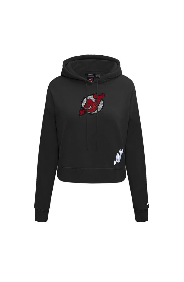 PRO STANDARD Women's Pro Standard  Black New Jersey Devils Jewels Cropped Pullover Hoodie, Alternate, color, 