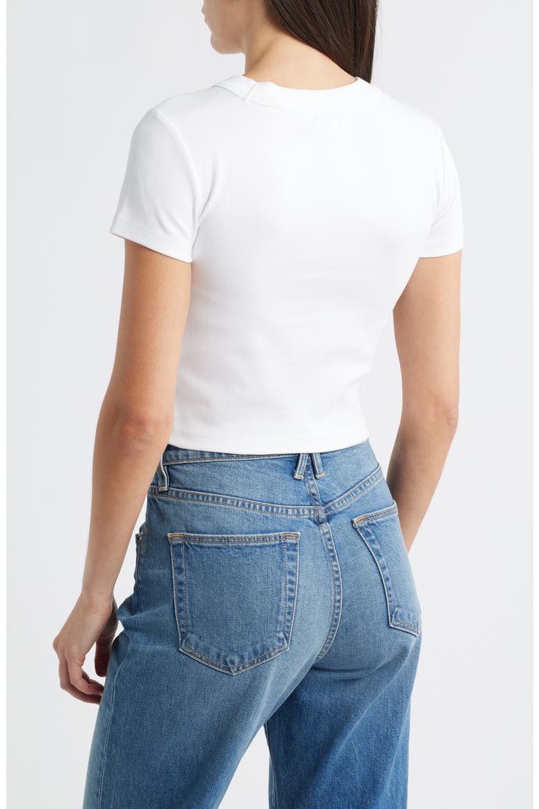 Crop Stretch Cotton T-Shirt, Alternate, color, WHITE