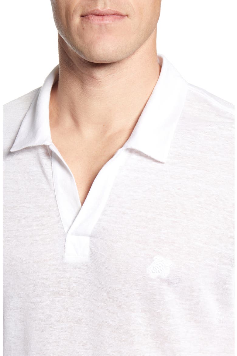 Men's Solid Linen Jersey Polo Shirt, Alternate, color, WHITE