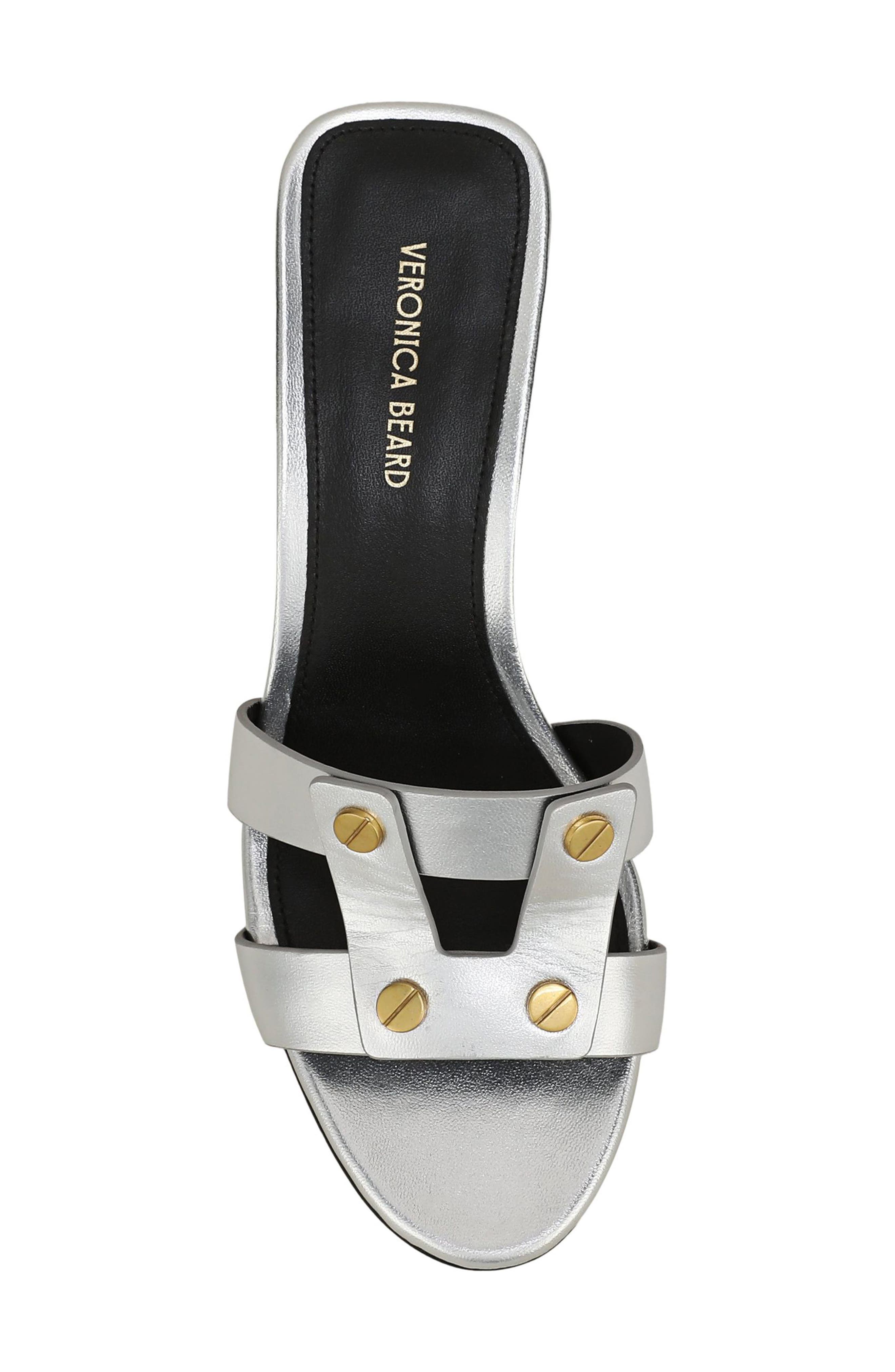 Veronica Beard Via Embossed Slide Sandal, Alternate, color, Silver