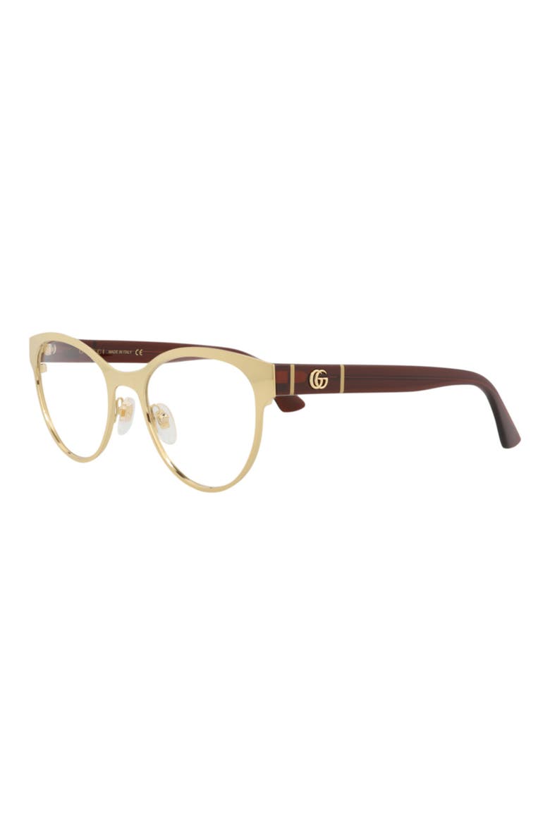 52mm Cat Eye Optical Glasses, Alternate, color, GOLD RED TRANSPARENT