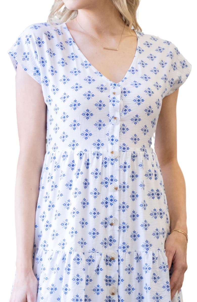 Blu Pepper Geo Print Button-Up Midi Dress, Alternate, color, Blue