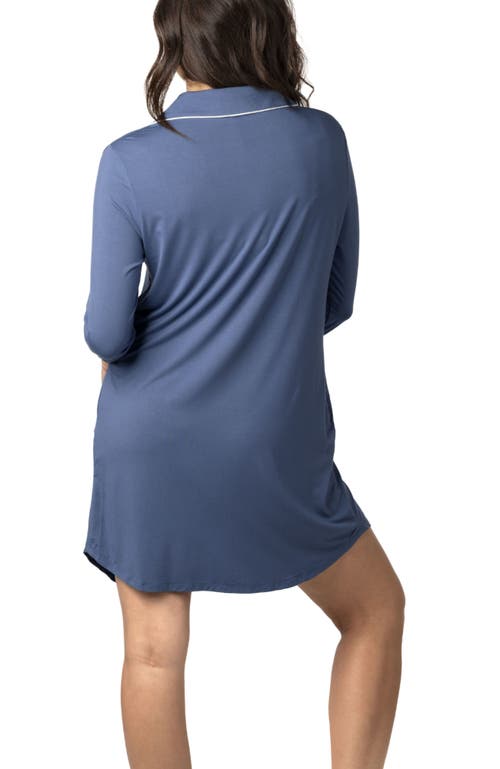 Kindred Bravely Clea Long Sleeve Sleep Shirt In Blue