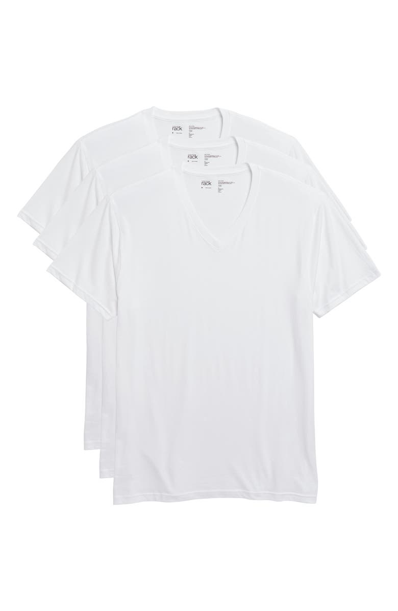 NORDSTROM RACK Classic Cotton 3-Pack V-Neck Undershirts, Alternate, color, White