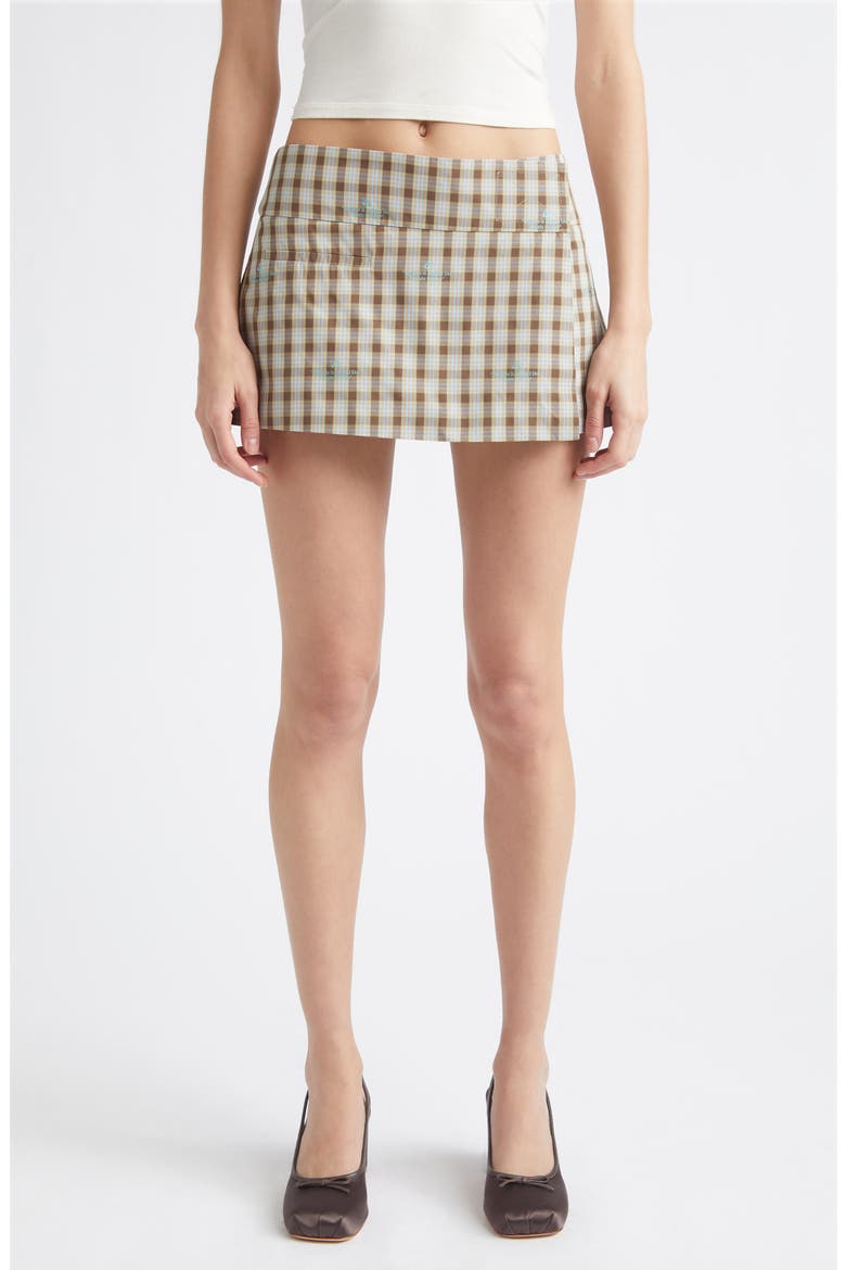 Pomme Micromini Skort, Main, color, BROWN MULTI