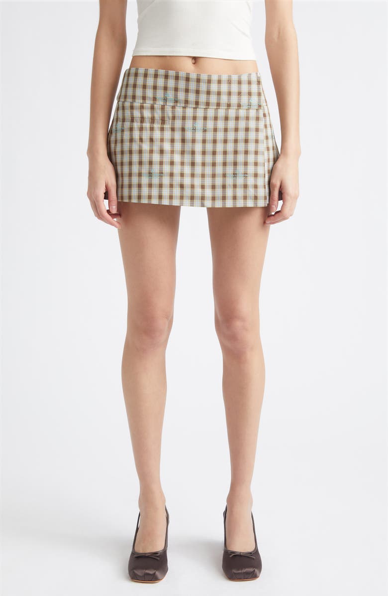 Sandy Liang Pomme Micromini Skort, Main, color, Brown Multi