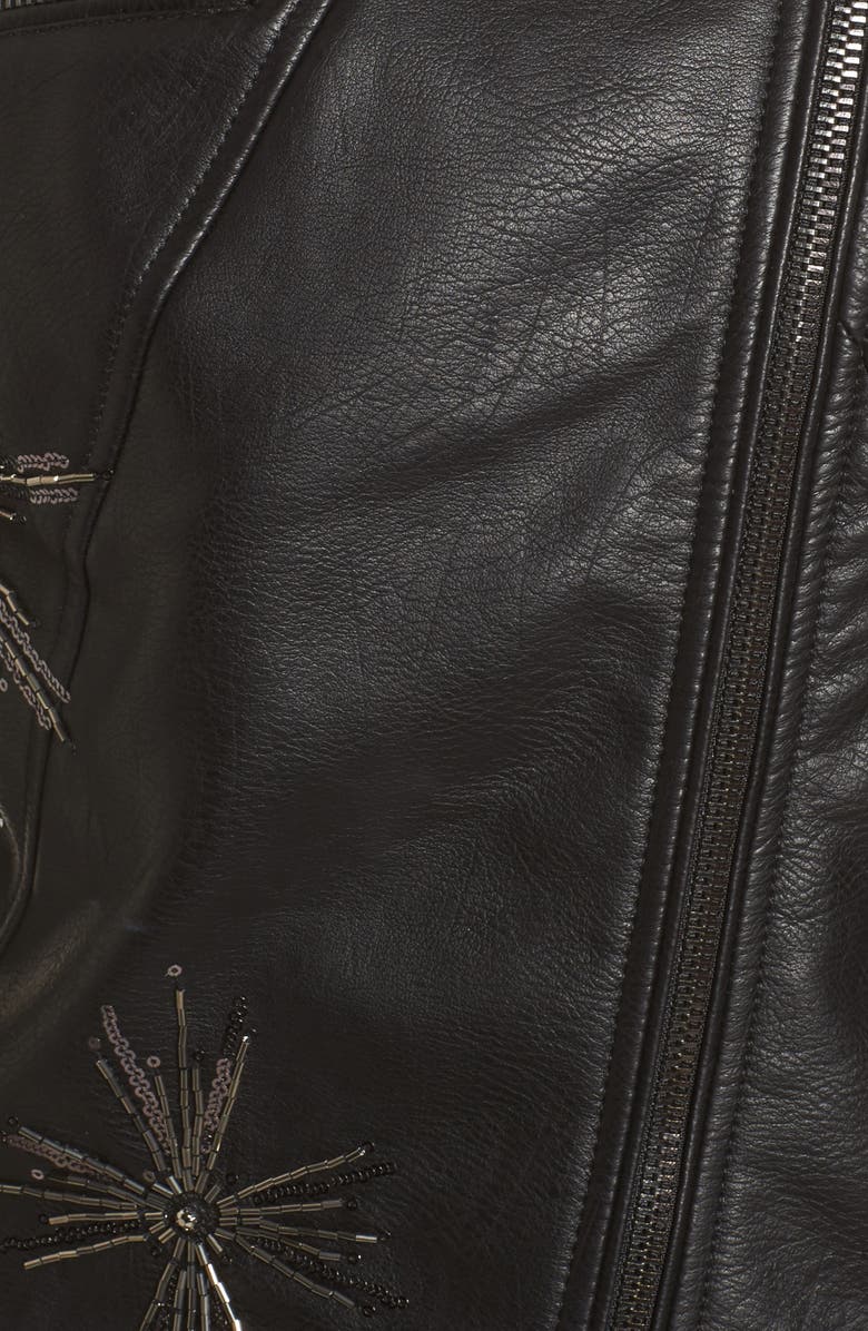BLANKNYC Embellished Faux Leather Moto Jacket, Alternate, color, Star Struck