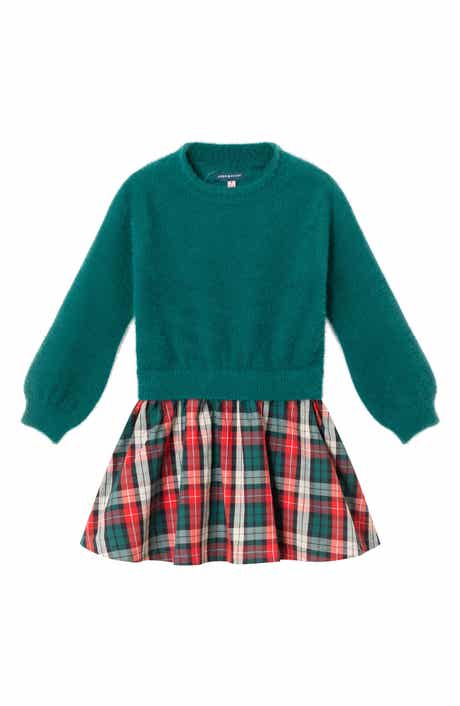 Andy & Evan Kids' Chenille Plaid Flannel Twofer Dress