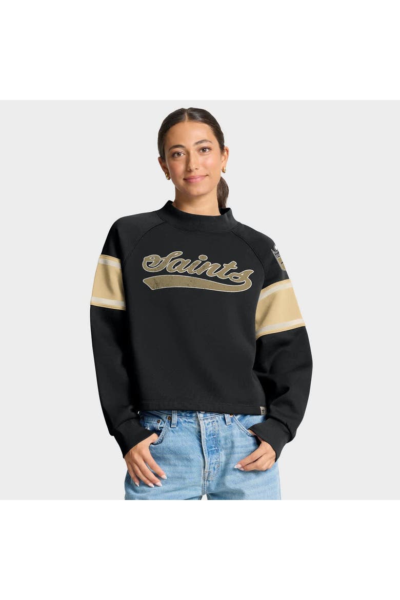 Women's Fanatics Black New Orleans Saints Oversized Hometown Toss Sweep Mock Neck Pullover, Main, color, Black